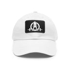 Distressed - Dad Hat with Leather Patch (Rectangle) - White Font
