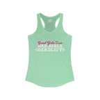 Good Girls Tone, Bad Girls Deadlift - Women's Ideal Racerback Tank -White Logo - Plain Back