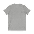 Lift Heavy Shit - Unisex Jersey Short Sleeve V-Neck Tee - White Logo Plain Back