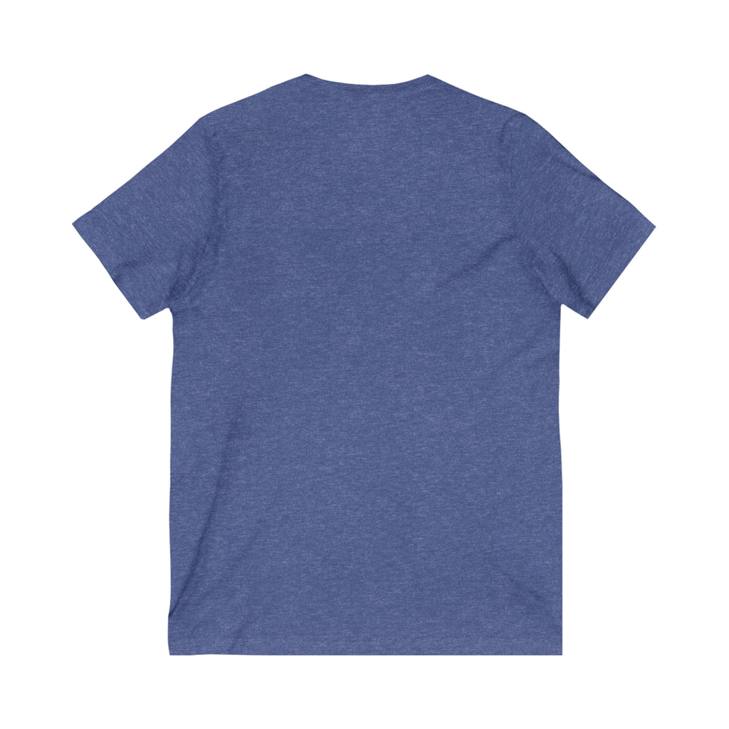 Lift Heavy Shit - Unisex Jersey Short Sleeve V-Neck Tee - White Logo Plain Back