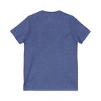 Lift Heavy Shit - Unisex Jersey Short Sleeve V-Neck Tee - White Logo Plain Back