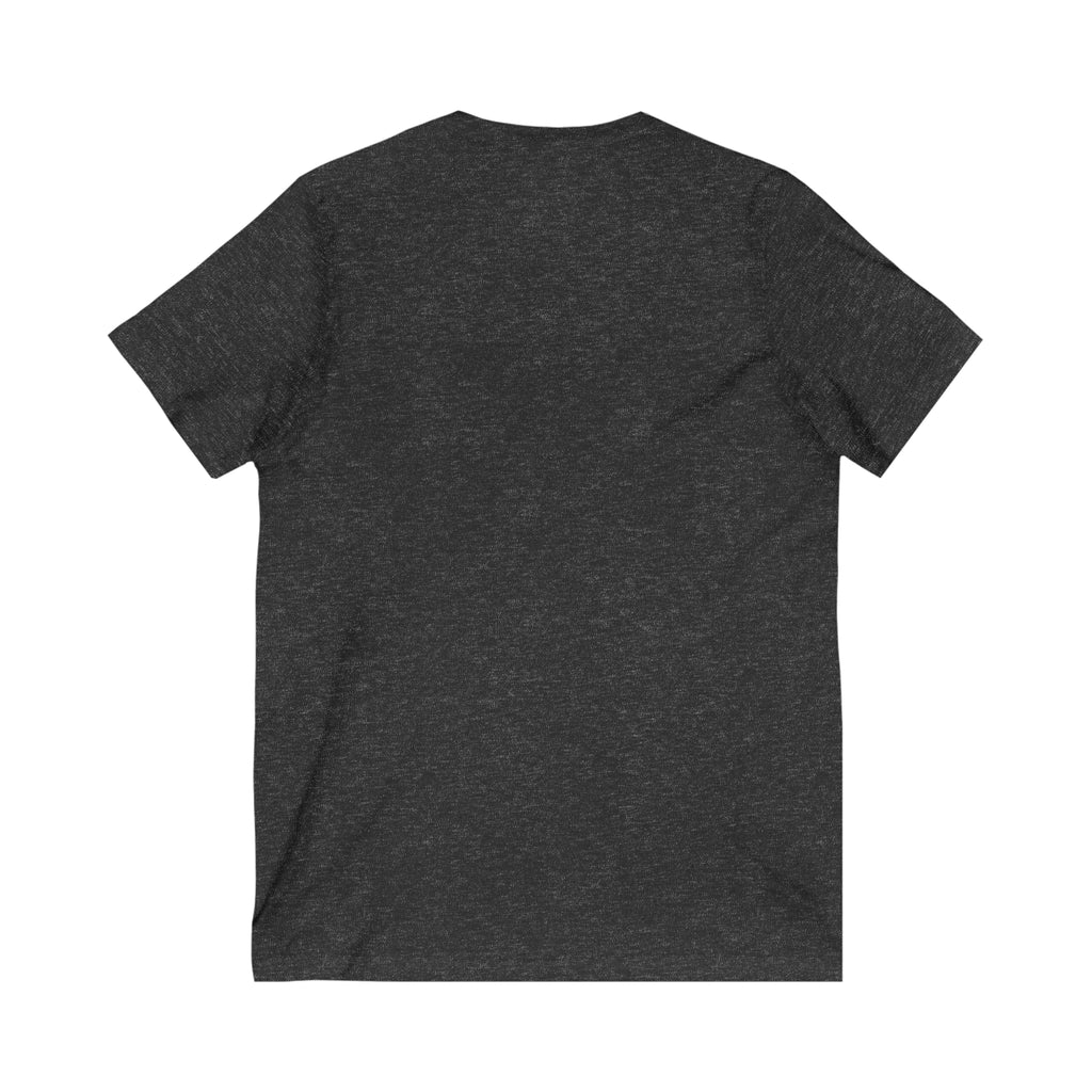 Lift Heavy Shit - Unisex Jersey Short Sleeve V-Neck Tee - White Logo Plain Back