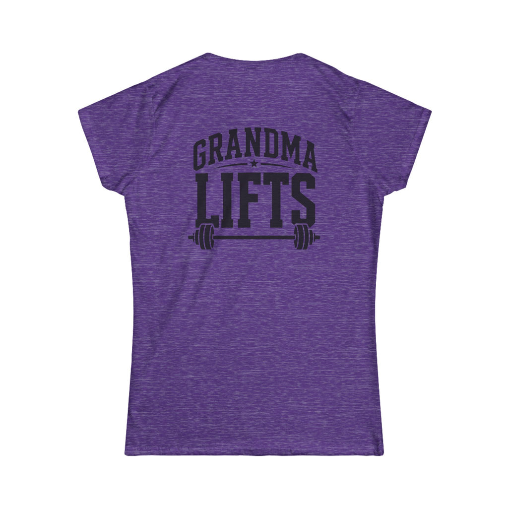 Grandma Lifts - Women's Softstyle Tee - White Logo Front & Back