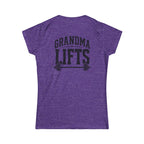 Grandma Lifts - Women's Softstyle Tee - White Logo Front & Back