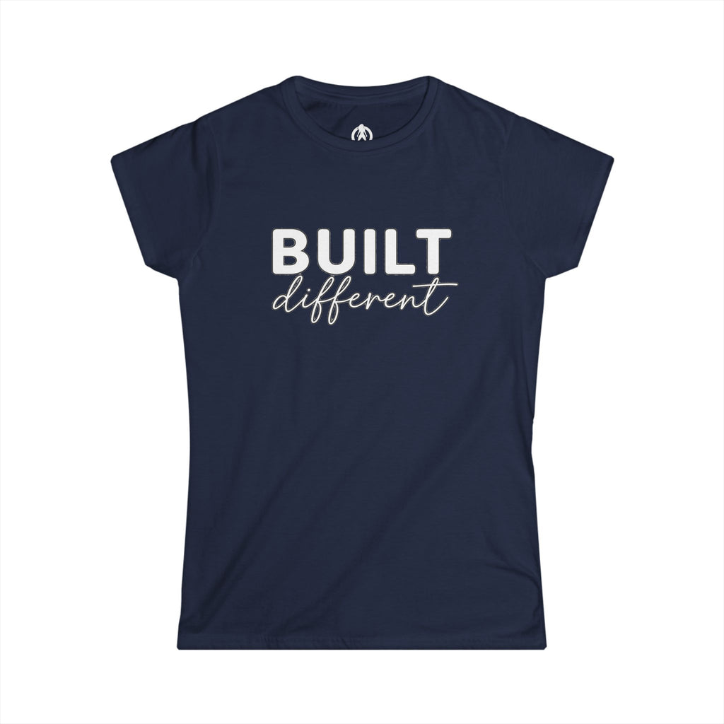 Built Different - Women's Softstyle Tee - White Logo Plain Back