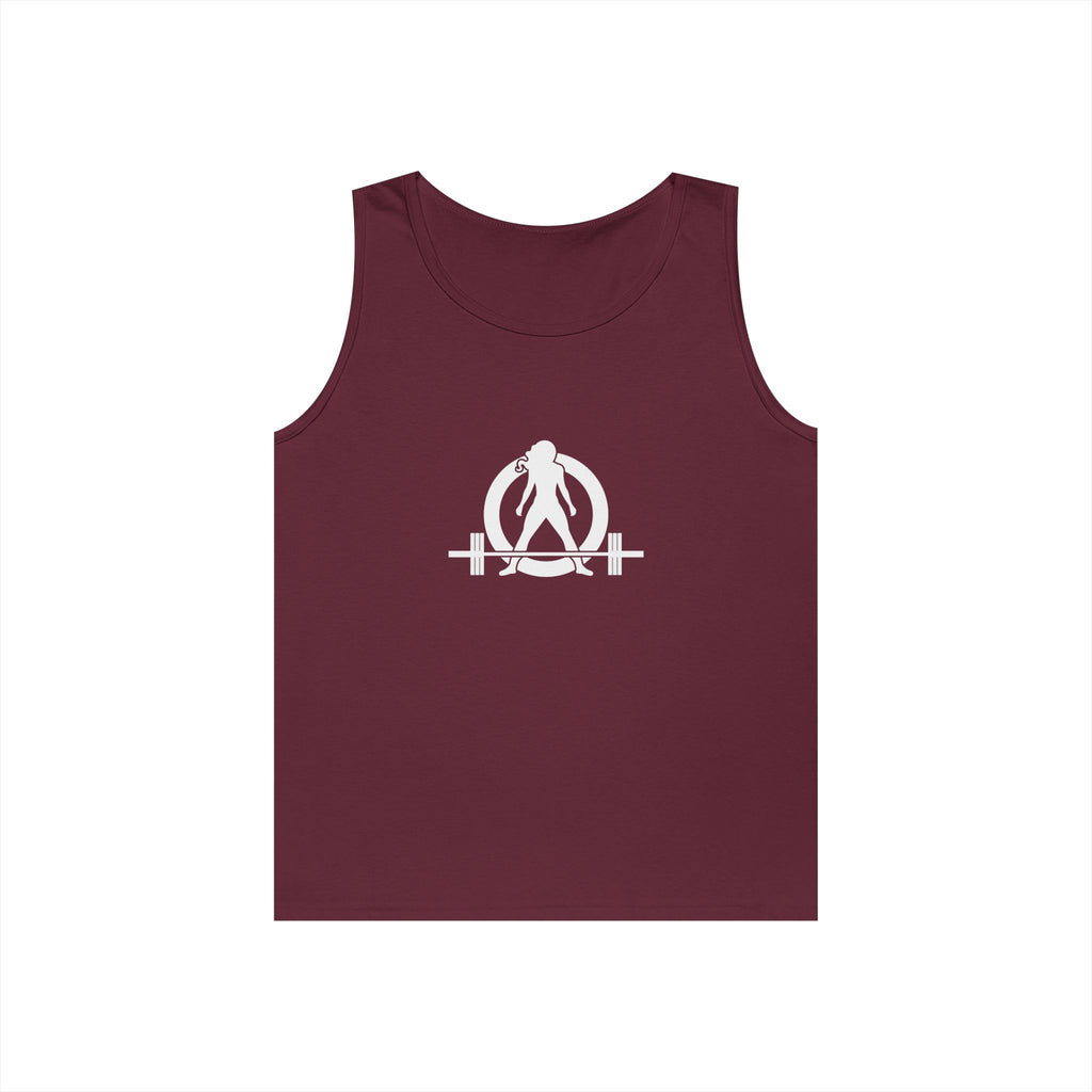 I DON’T WANT TO LOOK SKINNY I WANT TO LOOK LIKE I CAN KICK YOUR ASS – WWLW White Logo Unisex Heavy Cotton Tank Top