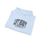 Lift Heavy Shit – Unisex Heavy Blend™ Hooded Sweatshirt (Black Logo Front & Sleeve) 🖤🏋️‍♂️🔥