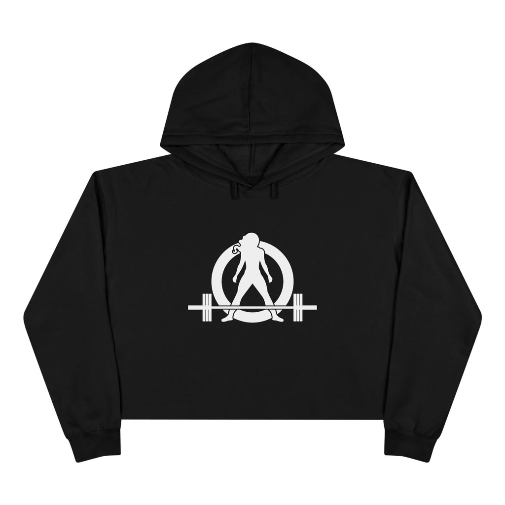 Empowered Crop Hoodie – For Strong Women Who Lift - White Classic Logo