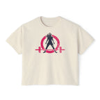 Women's Boxy Tee - Color Distressed Logo Front Plain Back