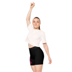 Women's Biker Shorts - Black with Distressed Color Logo