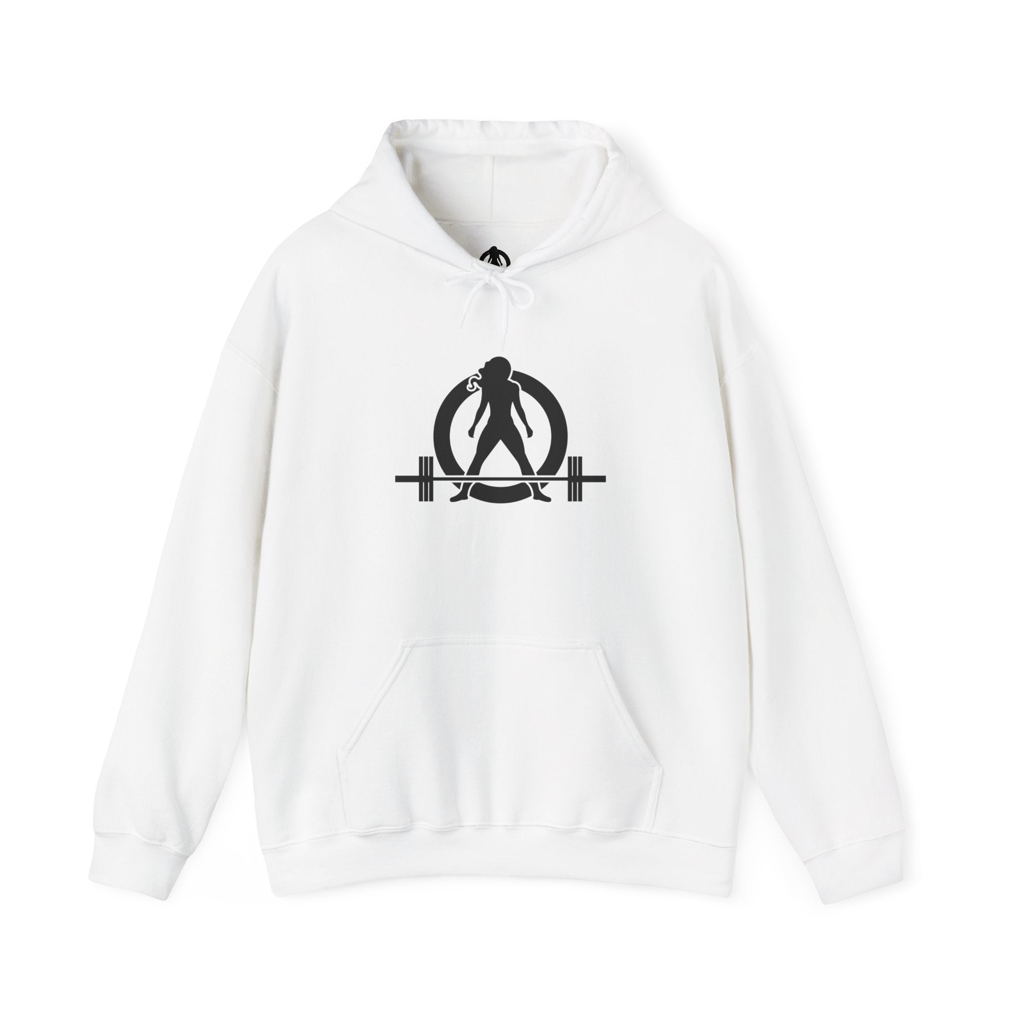 Goal Weight Strong AF – Unisex Heavy Blend™ Hooded Sweatshirt (Front & Back Black Logo) 🖤💪🔥