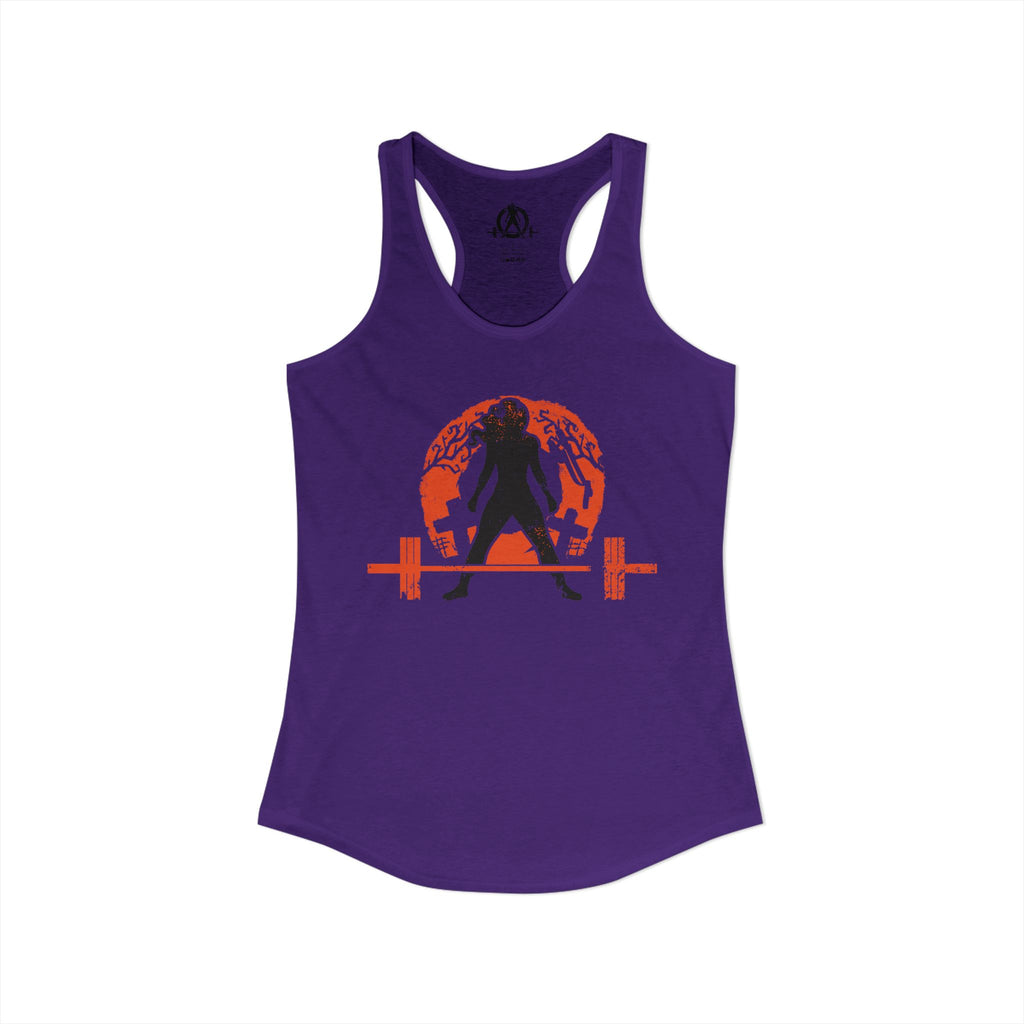 Halloween Deadlift - Women's Ideal Racerback Tank - Dark Logo - Plain Back