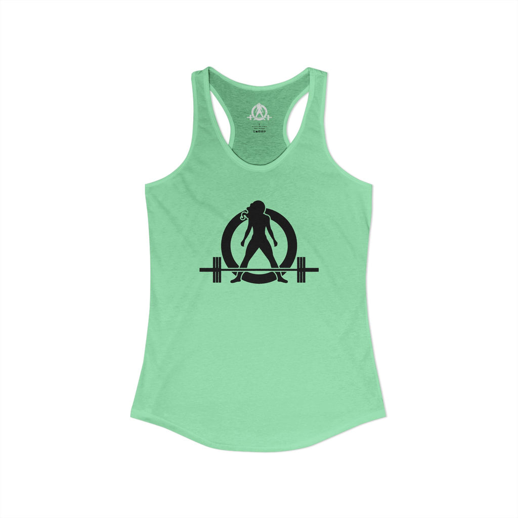 Lift Heavy - Run Fast - Racer Back Tank Top - Women's Ideal Racerback Tank (Black Front & Back Logo)