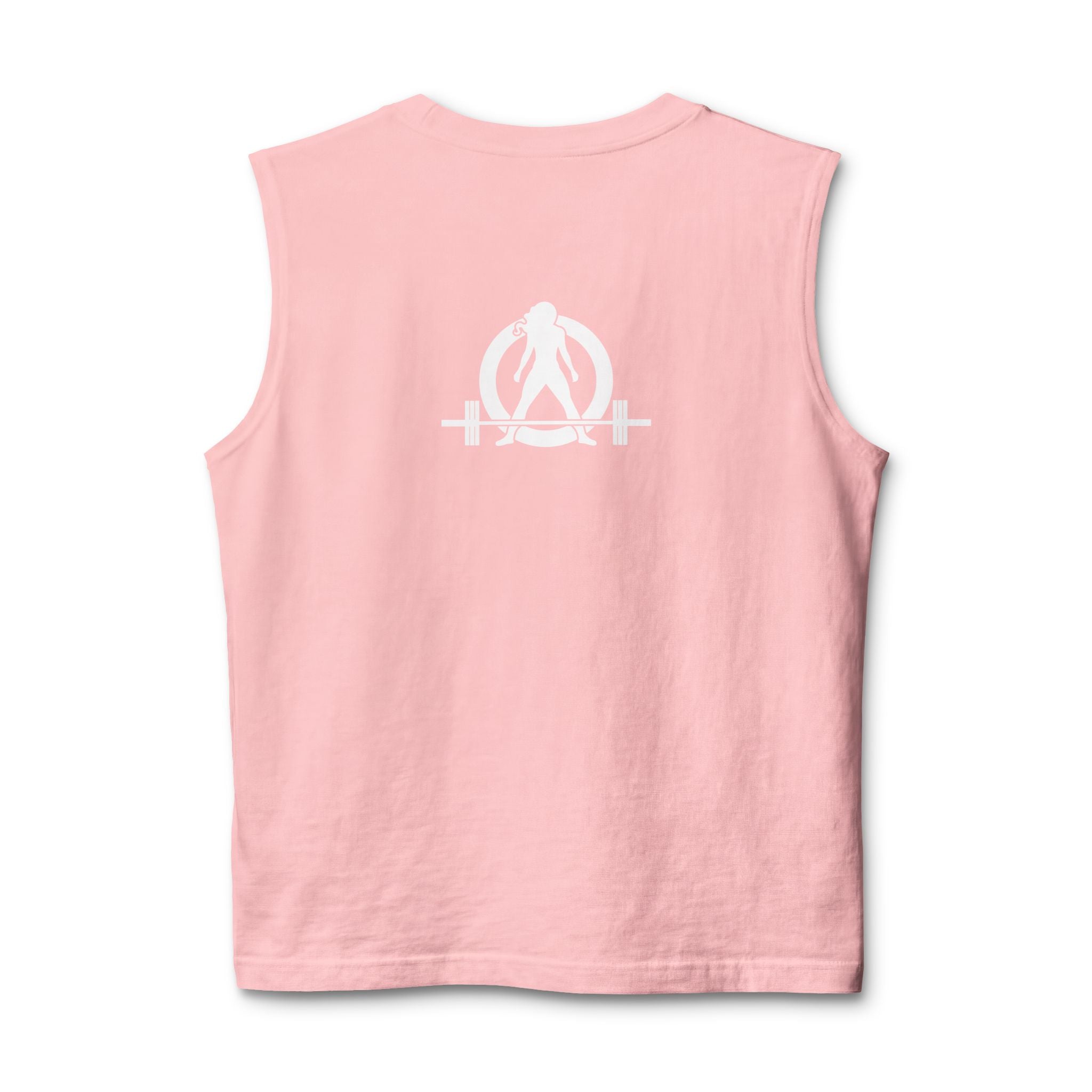 Built Different Muscle Tank — White Logo Front & Back