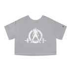 I DON’T WANT TO LOOK SKINNY I WANT TO LOOK LIKE I CAN KICK YOUR ASS – Champion Women's Heritage Cropped T-Shirt – White Distressed Log