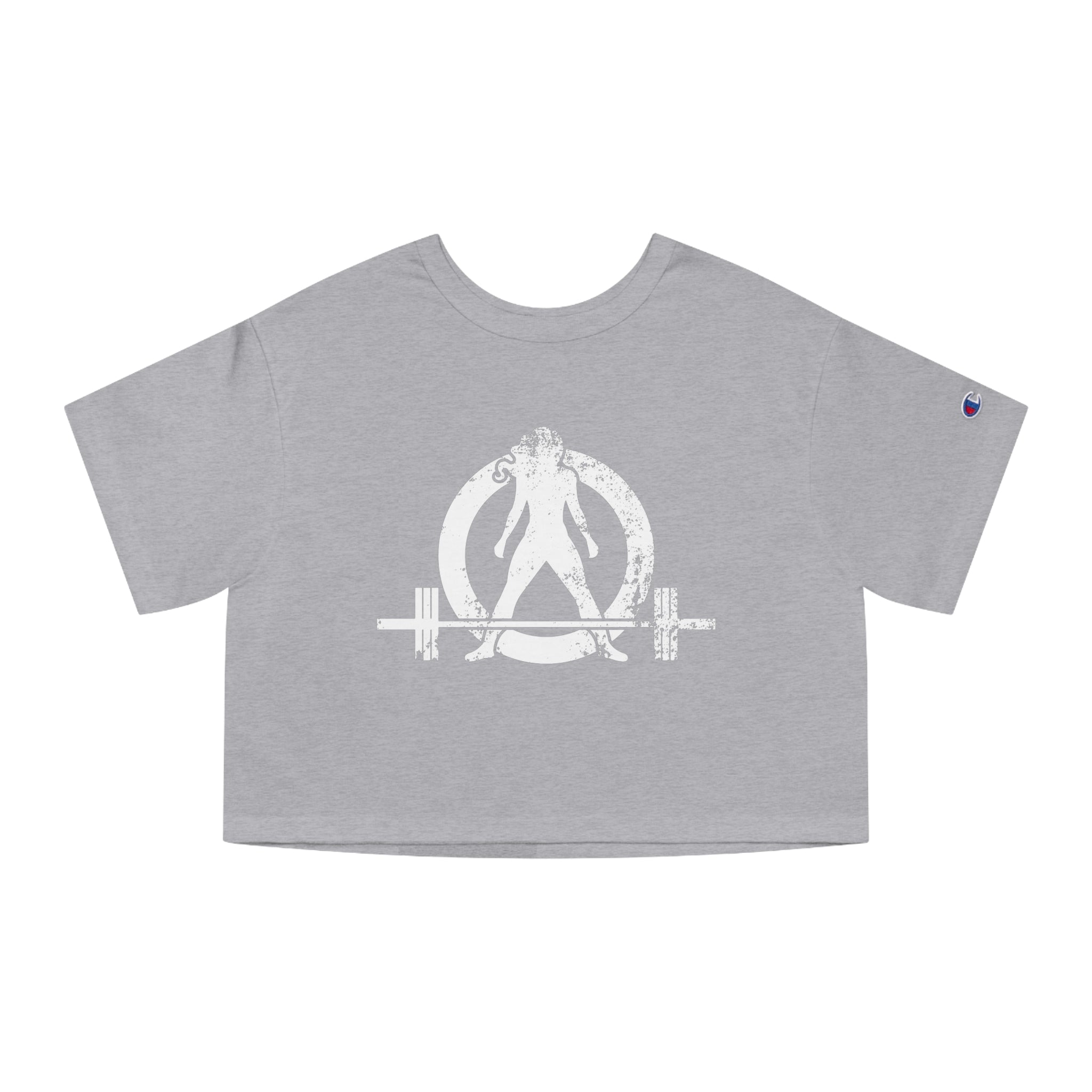 I DON’T WANT TO LOOK SKINNY I WANT TO LOOK LIKE I CAN KICK YOUR ASS – Champion Women's Heritage Cropped T-Shirt – White Distressed Log
