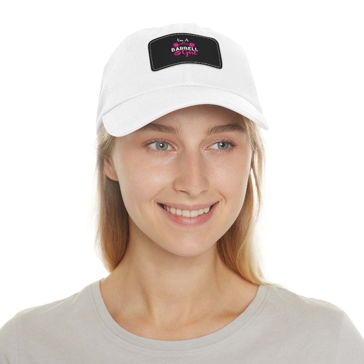 I'm A Barbell Girl - Dad Hat with Leather Patch (Rectangle)