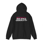 Good Girls Tone Bad Girls Deadlift - Distressed White Dark Logo - Unisex Heavy Blend Hooded Sweatshirt