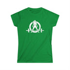 Lift Heavy Shit - Women's Softstyle Tee - White Distressed Logo + Print On Back