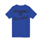 Strong Is Beautiful - Distressed Black Logo - Unisex Jersey Short Sleeve V-Neck Tee