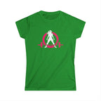 Women's Softstyle Tee - Distressed Inverted Color Logo Front - Plain Back