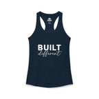 Built Different - Women's Ideal Racerback Tank - White Logo