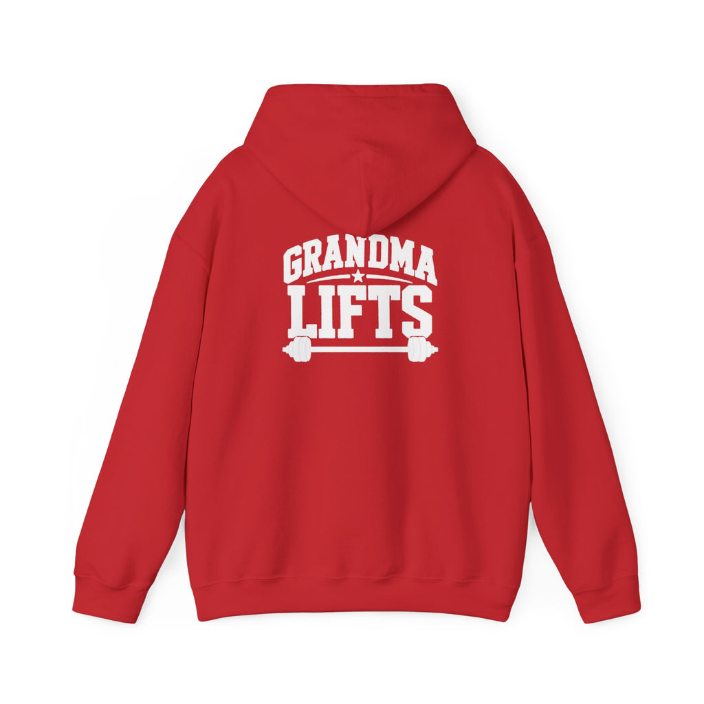Grandma Lifts - Unisex Heavy Blend™ Hooded Sweatshirt - White Logo Front & Back