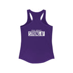 Goal Weight Strong AF - Simple - Women's Ideal Racerback Tank - White Print Front & Back