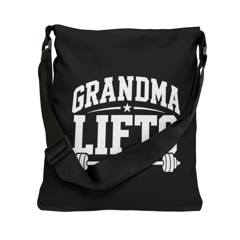 Grandma Lifts Adjustable Tote Bag — Fitness Grandma Weightlifting Gym Tote