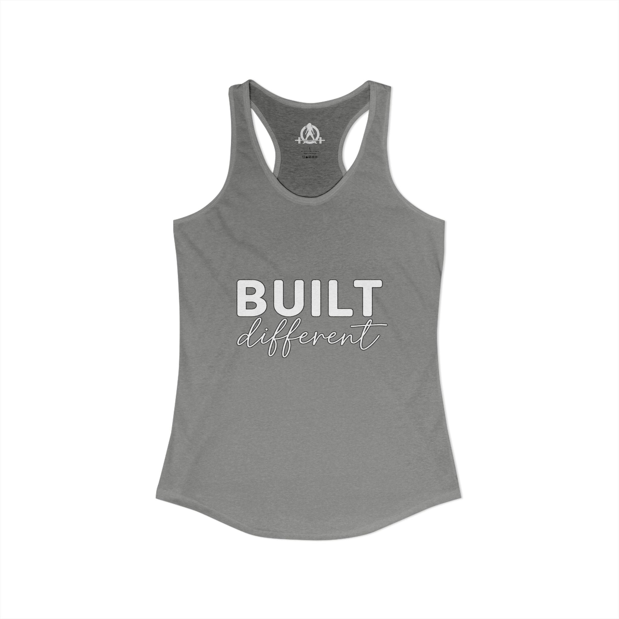 Built Different - Women's Ideal Racerback Tank - White Logo