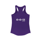45 + 45 = 135 - Women's Ideal Racerback Tank - White Print Front & Back