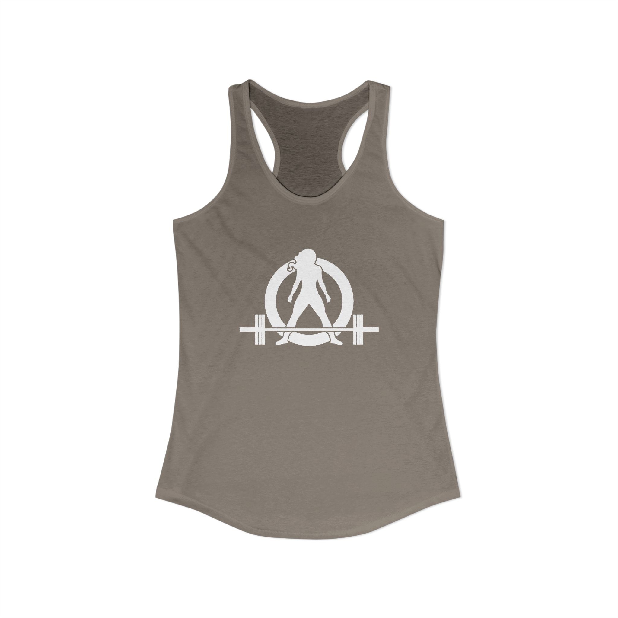 25 + 25 = 70 Women's Ideal Racerback Tank - White Print Front & Back