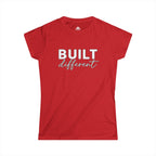 Built Different - Women's Softstyle Tee - White Logo Plain Back