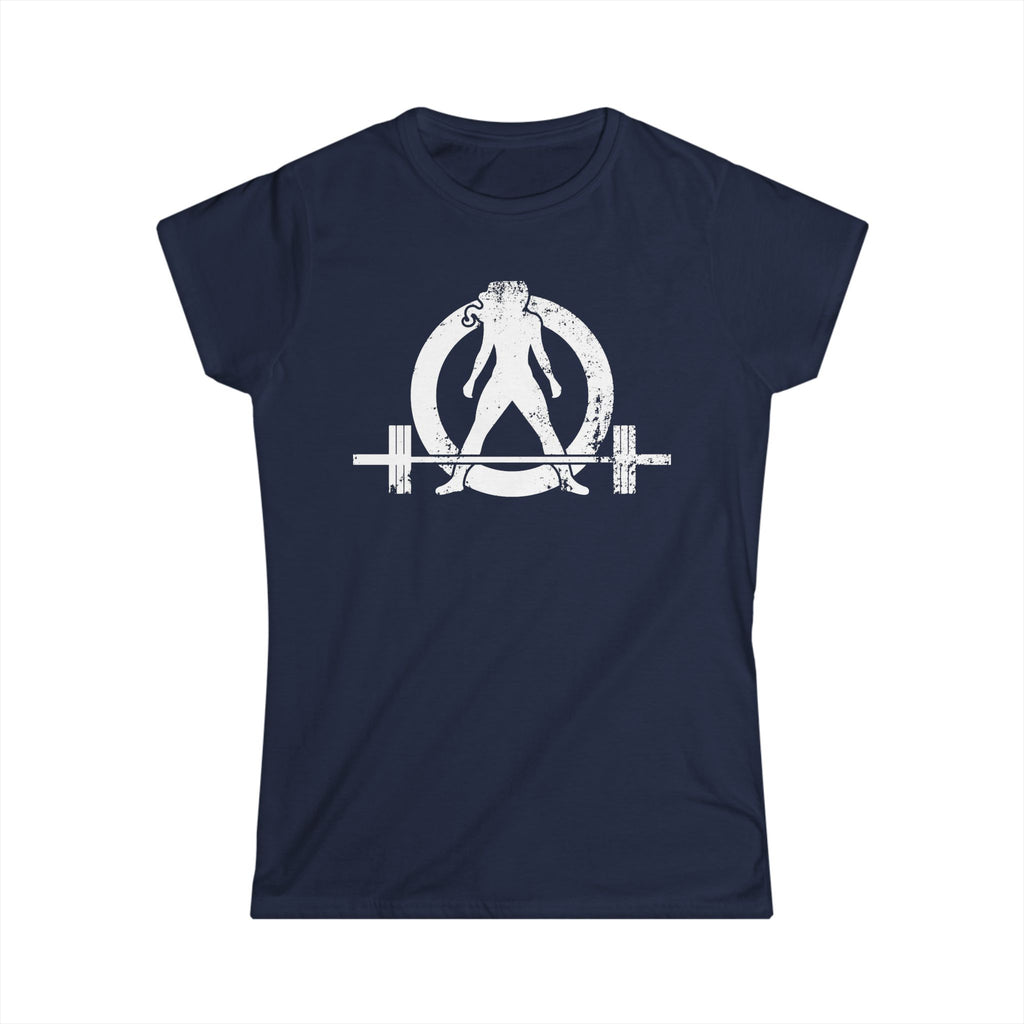 ALL I NEED IS Coffee & A Barbell - Women's Softstyle Tee - Front & Back White Logo