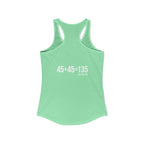 45 + 45 = 135 - Women's Ideal Racerback Tank - White Print Front & Back