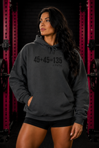 45 + 45 = 135 - Unisex Heavy Blend Hooded Sweatshirt  - Front Black & Shoulder Logo
