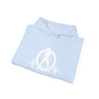 ALL I NEED IS COFFEE and a barbell - Unisex Heavy Blend Hooded Sweatshirt - White Logo Front & Back