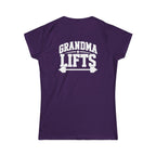 Grandma Lifts - Women's Softstyle Tee - White Logo Front & Back