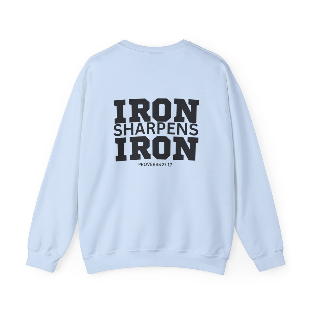 Iron Sharpens Iron - Unisex Heavy Blend™ Crewneck Sweatshirt - Front Black Logo - Front & Back Print