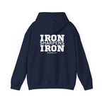 Iron Sharpens Iron – Unisex Heavy Blend™ Hooded Sweatshirt (White Logo) 🤍🔥