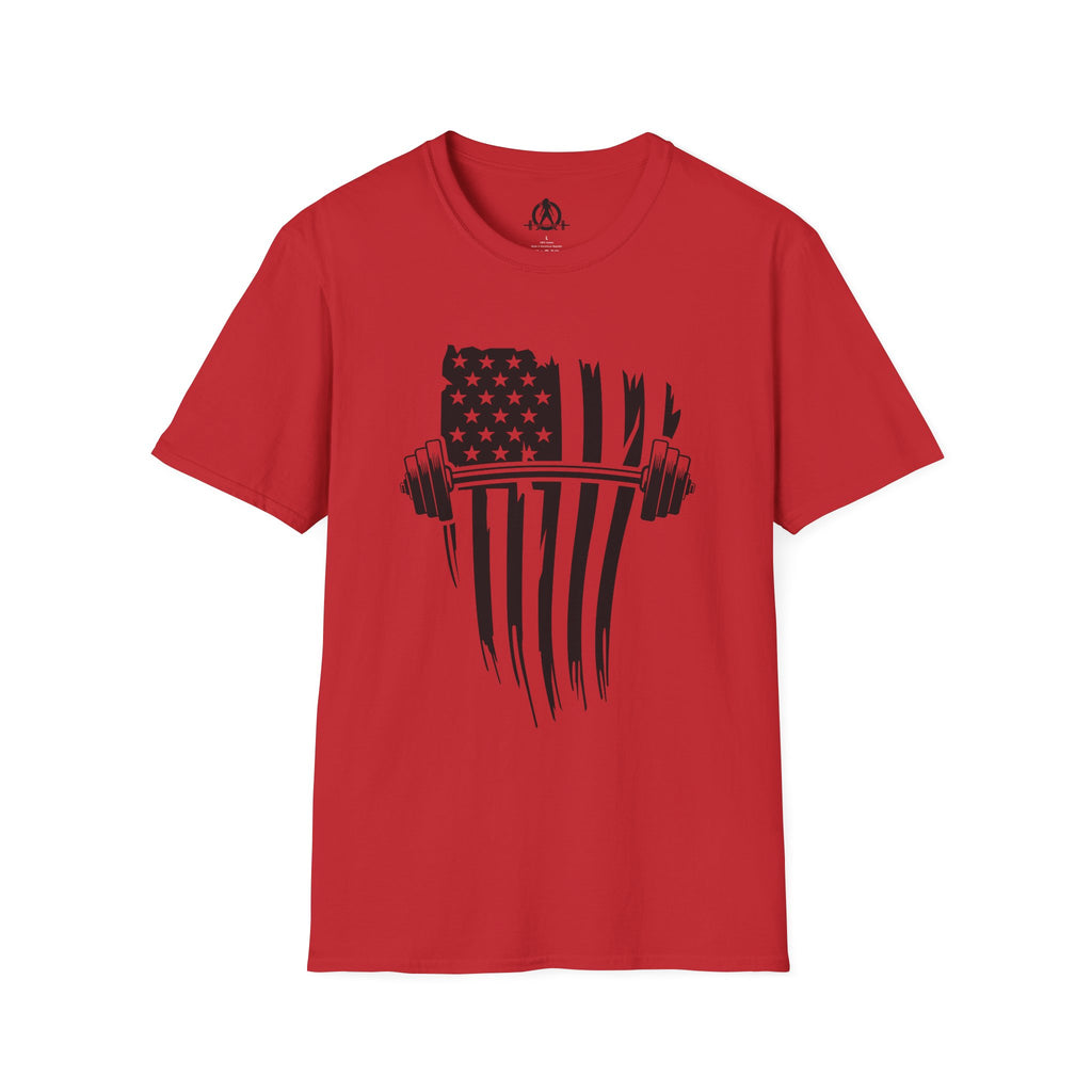 USA Barbell  - Unisex Softstyle T-Shirt - Black Logo - Plain Back