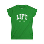 Lift Like A Girl - Women's Softstyle Tee - White Logo Main Front & Back