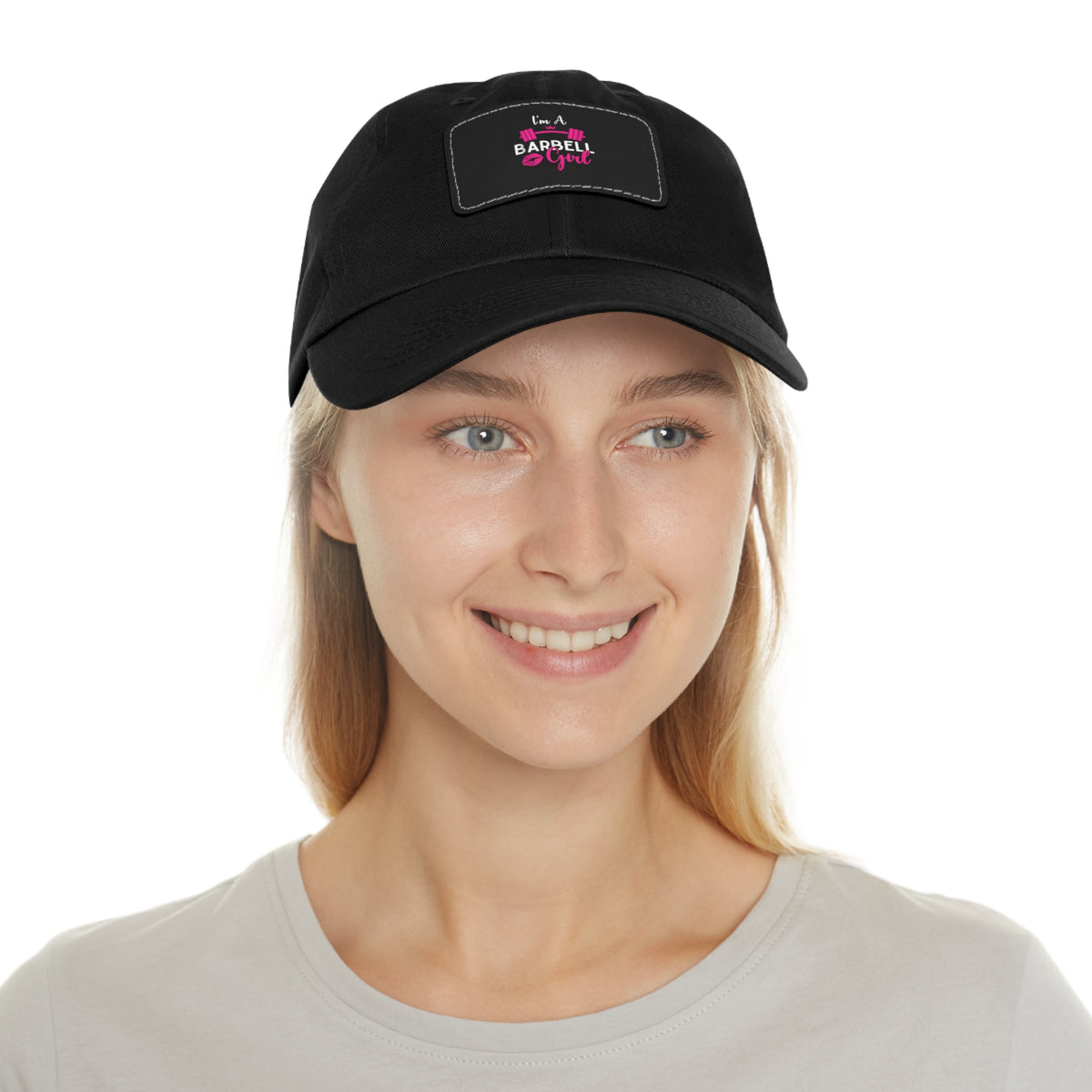 I'm A Barbell Girl - Dad Hat with Leather Patch (Rectangle)