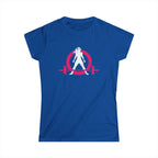 Women's Softstyle Tee - Distressed Inverted Color Logo Front - Plain Back