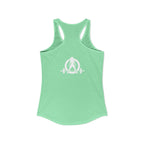ALL I NEED IS COFFF & a Barbell - Women's Ideal Racerback Tank - White Logo Front & Back
