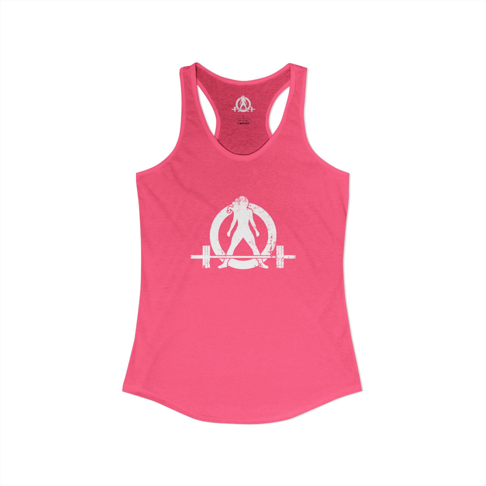 Strong Is Beautiful - Women's Ideal Racerback Tank - Distressed White Logo Front & Back Print