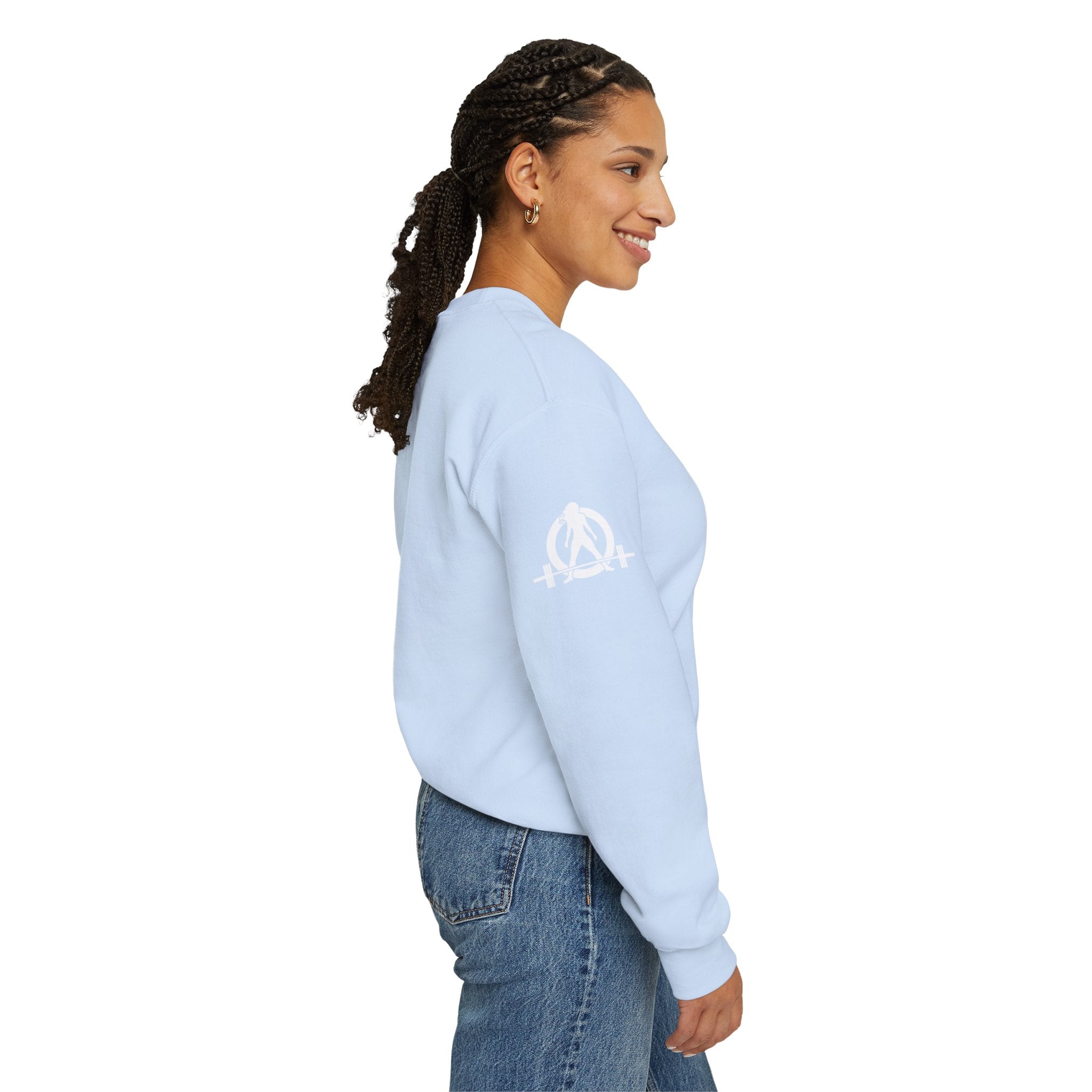 Iron Sharpens Iron - Unisex Heavy Blend™ Crewneck Sweatshirt - Front White Logo - Plain Back