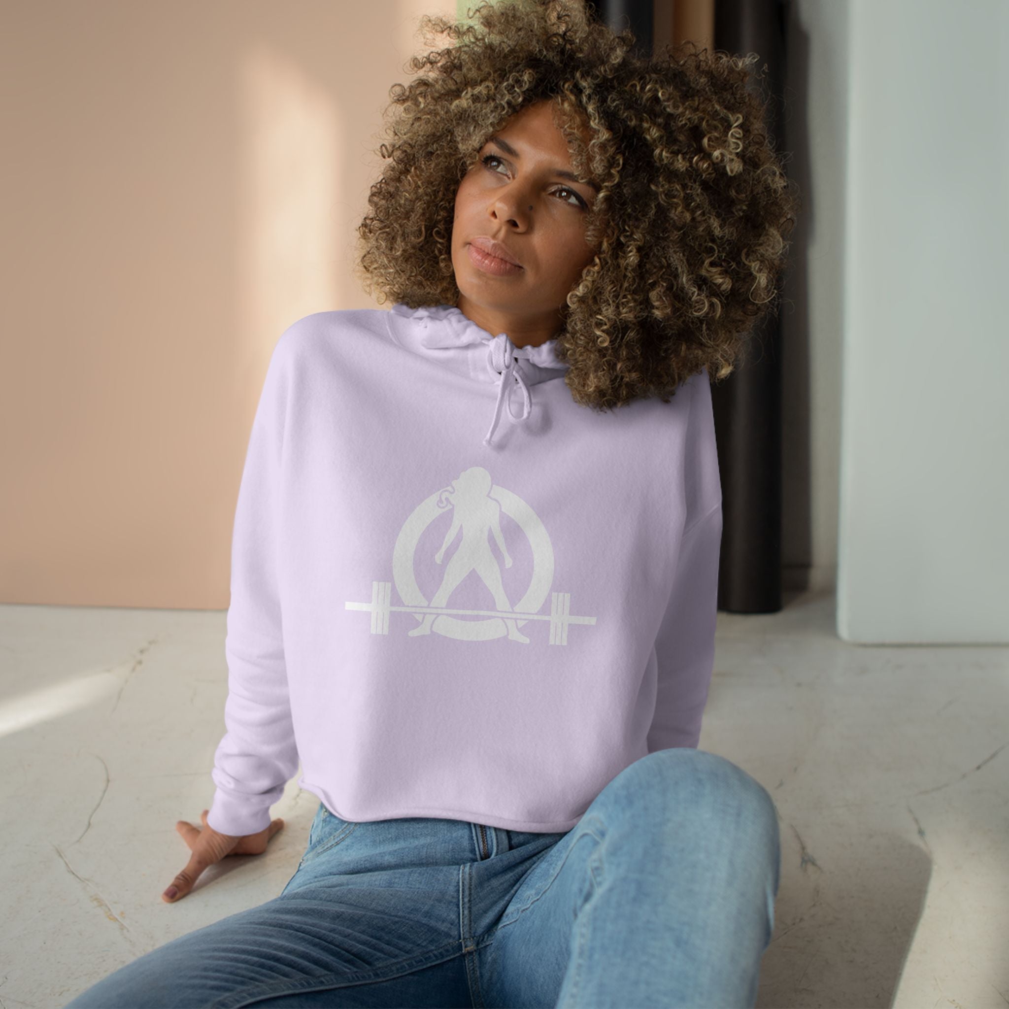 Empowered Crop Hoodie – For Strong Women Who Lift - White Classic Logo