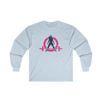 Distressed - Ultra Cotton Long Sleeve Tee - Inverted Color Logo