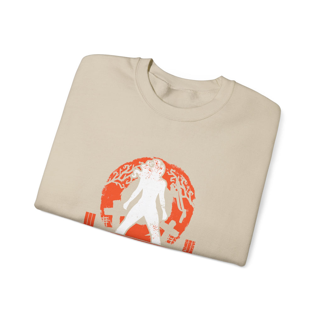 Halloween Graveyard - Unisex Heavy Blend™ Crewneck Sweatshirt - White Logo on Front